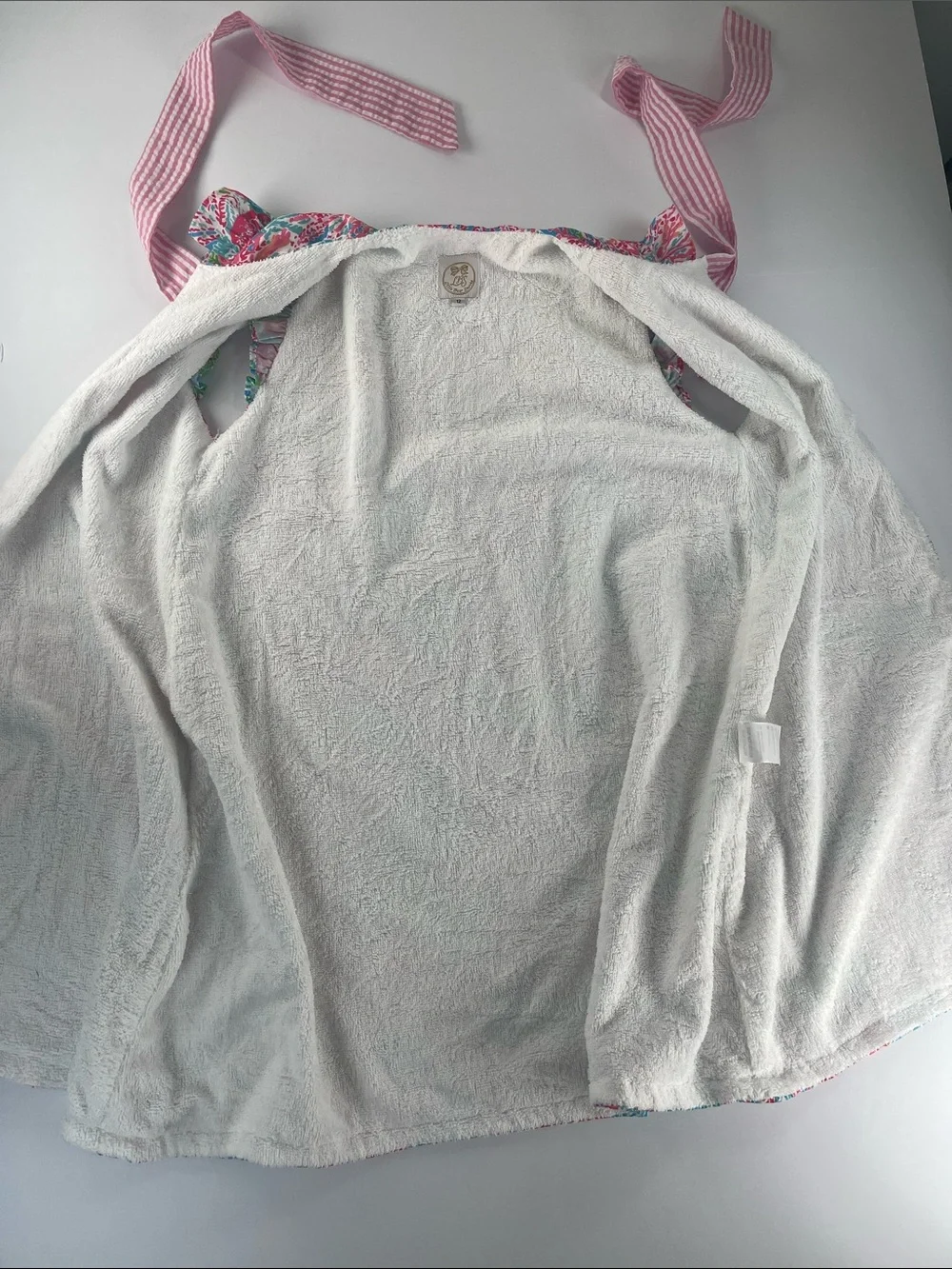 Little Bear Smocks Girls Floral Multi Color Smock with Tie at Neck Sz 12